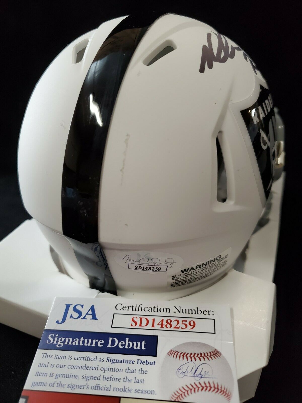 MVP Authentics Las Vegas Raiders Malcolm Koonce Autographed Signed Lunar Mini Helmet Jsa Coa 112.50 sports jersey framing , jersey framing