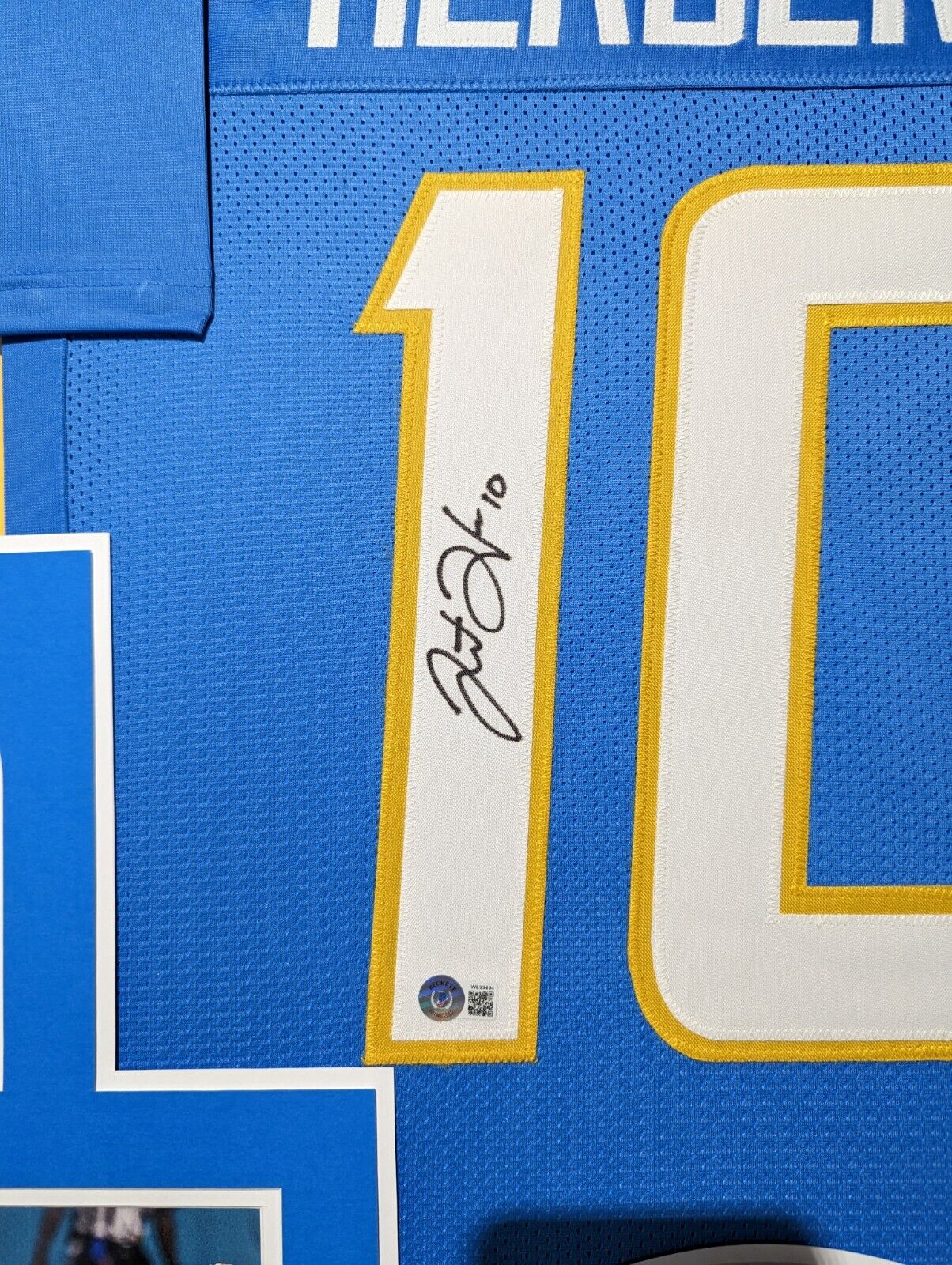 MVP Authentics Framed San Diego Chargers Justin Herbert Autographed Signed Jersey Beckett Holo 630 sports jersey framing , jersey framing