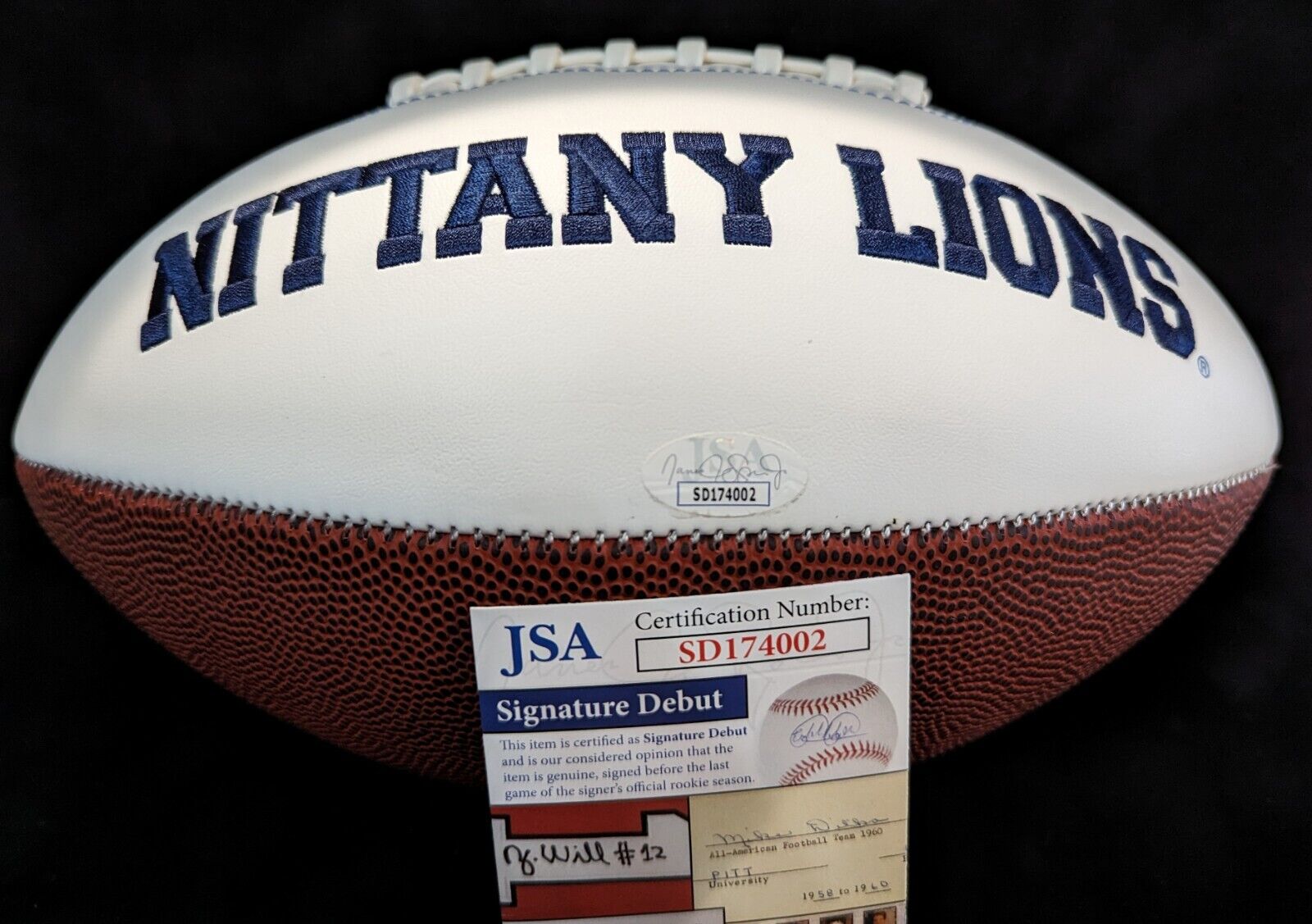 MVP Authentics Penn State Psu Pj Mustipher Autographed Signed Inscribed Logo Football Jsa Coa 90 sports jersey framing , jersey framing