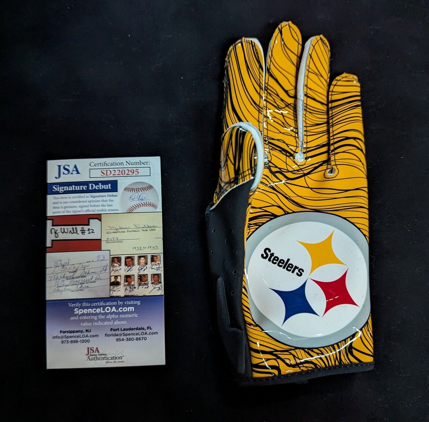 MVP Authentics Pittsburgh Steelers Joey Porter Jr Signed Glove Jsa Coa 112.50 sports jersey framing , jersey framing