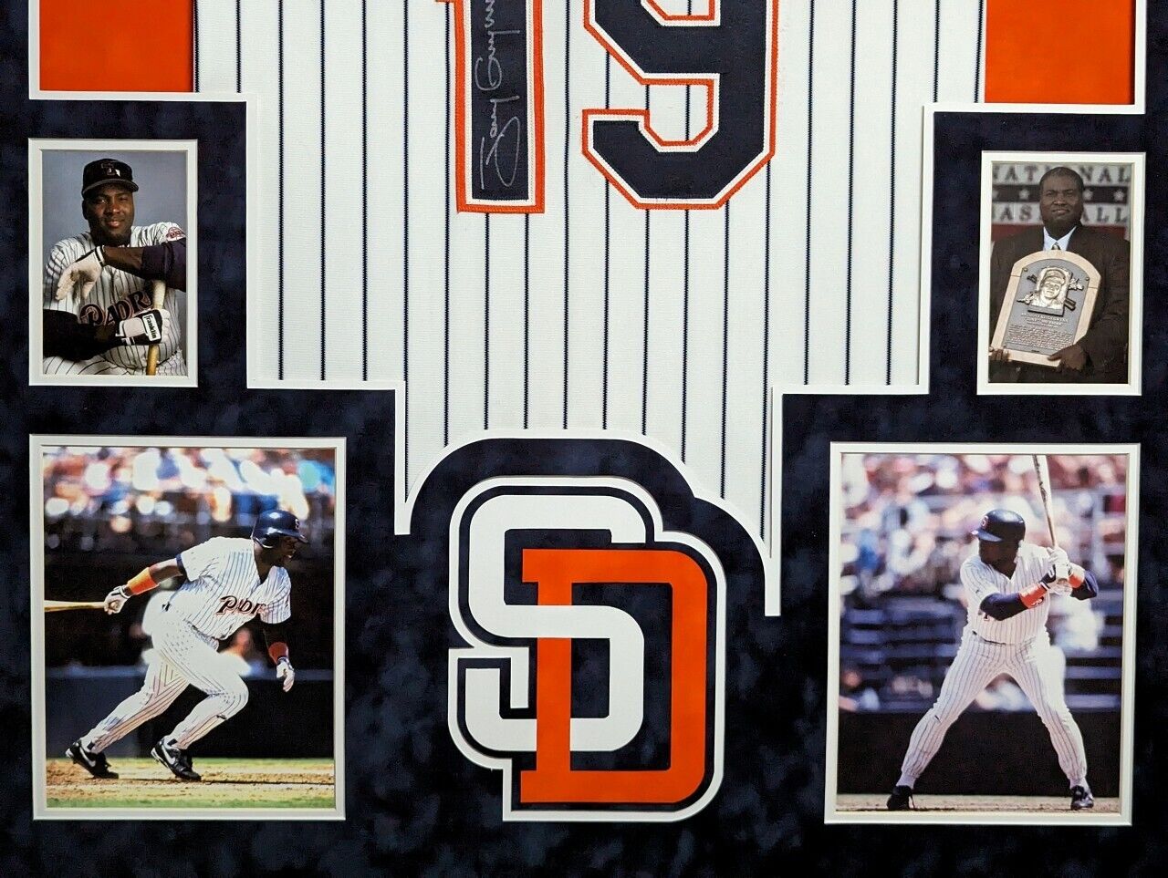 MVP Authentics Framed In Suede San Diego Padres Tony Gwynn Autographed Signed Jersey Jsa Coa 4950 sports jersey framing , jersey framing