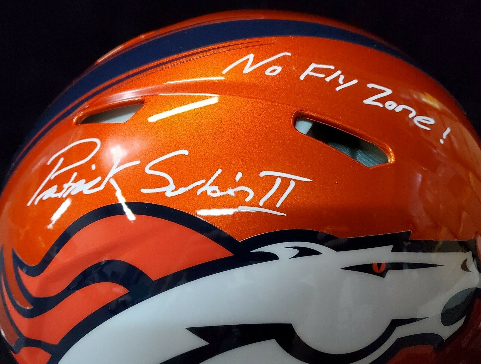 MVP Authentics Denver Broncos Pat Surtain Ii Signed Inscribe Full Sz Flash Authentic Helmet Jsa 540 sports jersey framing , jersey framing