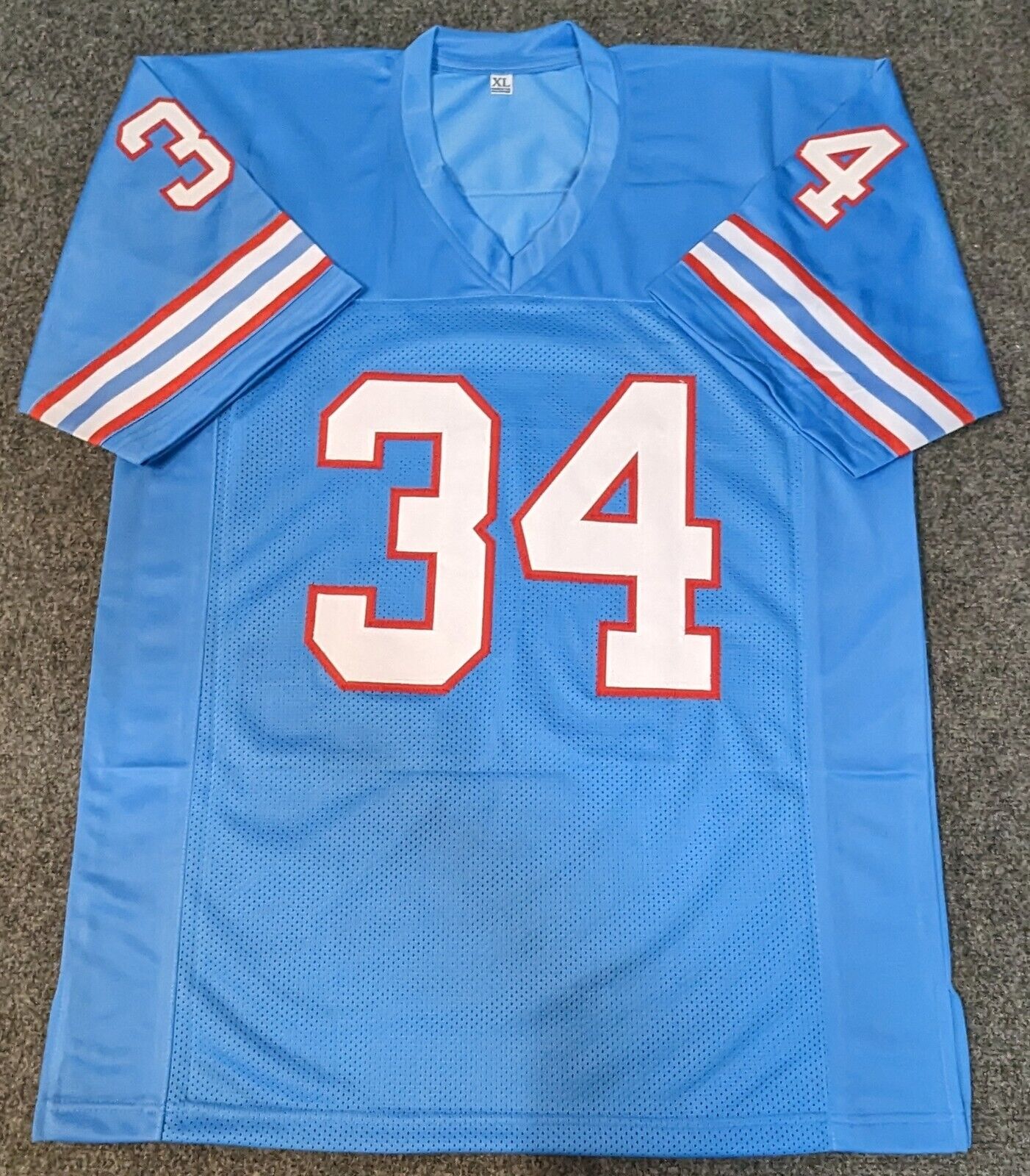 Earl Campbell Houston Oilers Deluxe Framed Autographed Mitchell & Ness  Light Blue Replica Jersey with HOF 91 Inscription