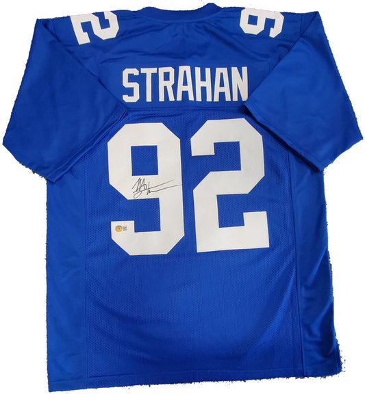 MVP Authentics N.Y. Giants Michael Strahan Autographed Signed Jersey Beckett Holo 153 sports jersey framing , jersey framing
