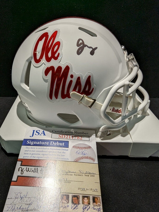 MVP Authentics Ole Miss Rebels Jonathan Mingo Signed Speed Mini Helmet Jsa Coa 117 sports jersey framing , jersey framing
