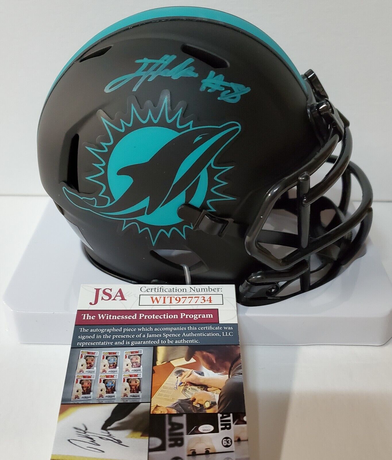 MVP Authentics Miami Dolphins Jevon Holland Autographed Teal Signed Eclipse Mini Helmet Jsa Coa 112.50 sports jersey framing , jersey framing