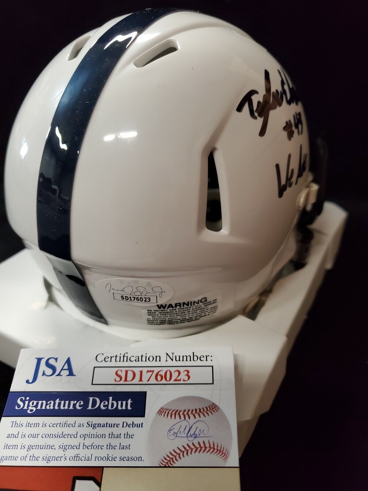 MVP Authentics Penn State Nittany Lions Tyler Elsdon Autographed Signed Mini Helmet Jsa Coa 71.10 sports jersey framing , jersey framing