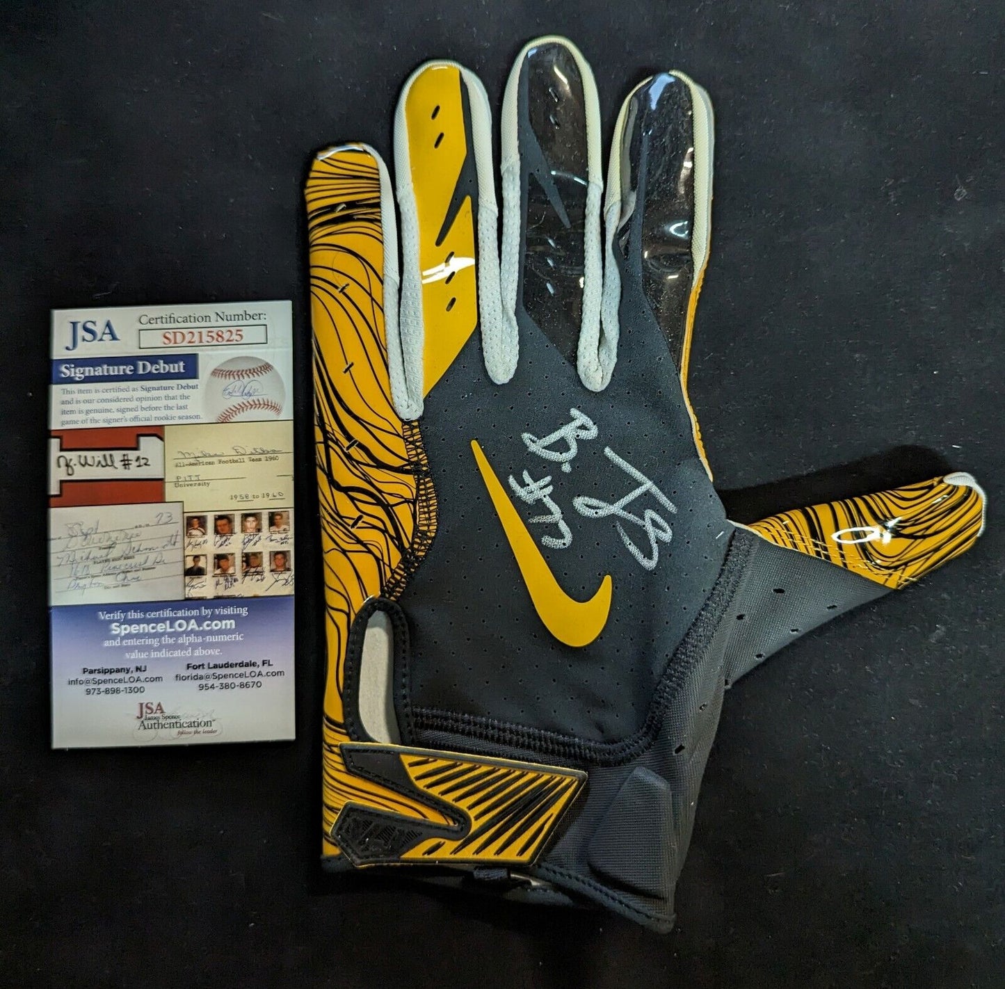 MVP Authentics Pittsburgh Steelers Broderick Jones Signed Glove Jsa Coa 85.50 sports jersey framing , jersey framing