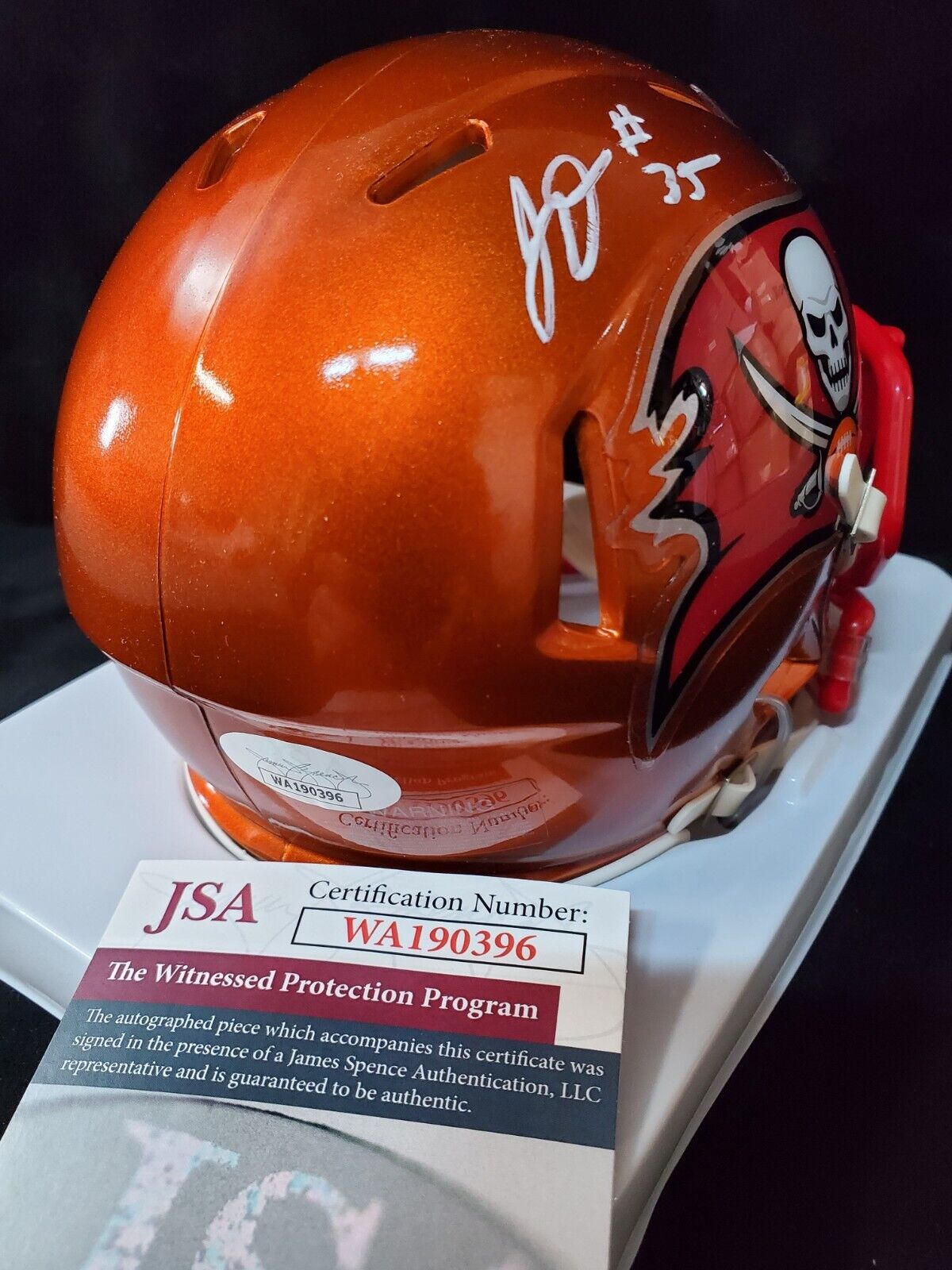MVP Authentics Tampa Bay Buccaneers Jamel Dean Autographed Flash Mini Helmet Jsa Coa 90 sports jersey framing , jersey framing