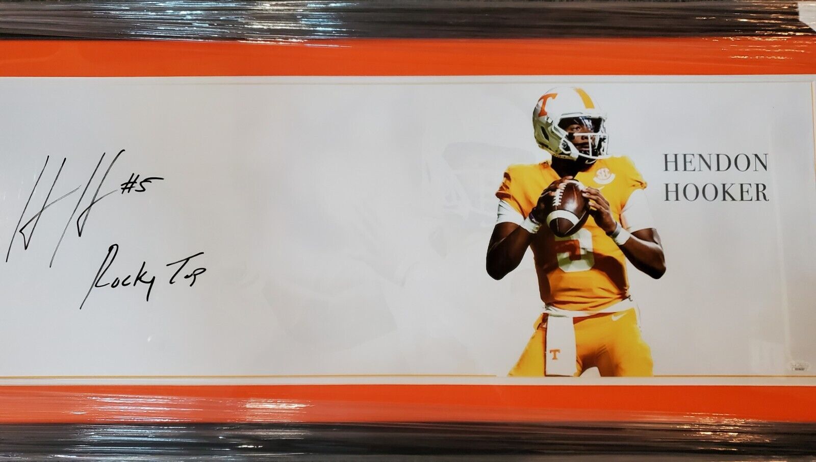 MVP Authentics Tennessee Volunteers Hendon Hooker Framed Signed 42X18 Panoramic Photo Jsa Coa 405 sports jersey framing , jersey framing