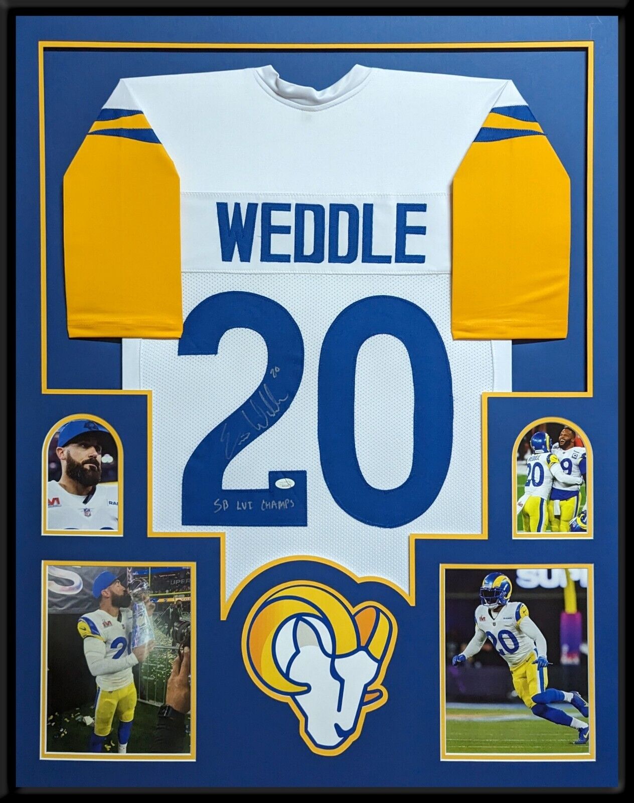 MVP Authentics Custom Framed Los Angeles Rams Eric Weddle Autographed Signed Jersey Jsa Coa 562.50 sports jersey framing , jersey framing