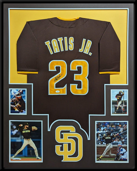 MVP Authentics Framed Fernando Tatis Jr Autographed Signed San Diego Padres Jersey Jsa Coa 719.10 sports jersey framing , jersey framing