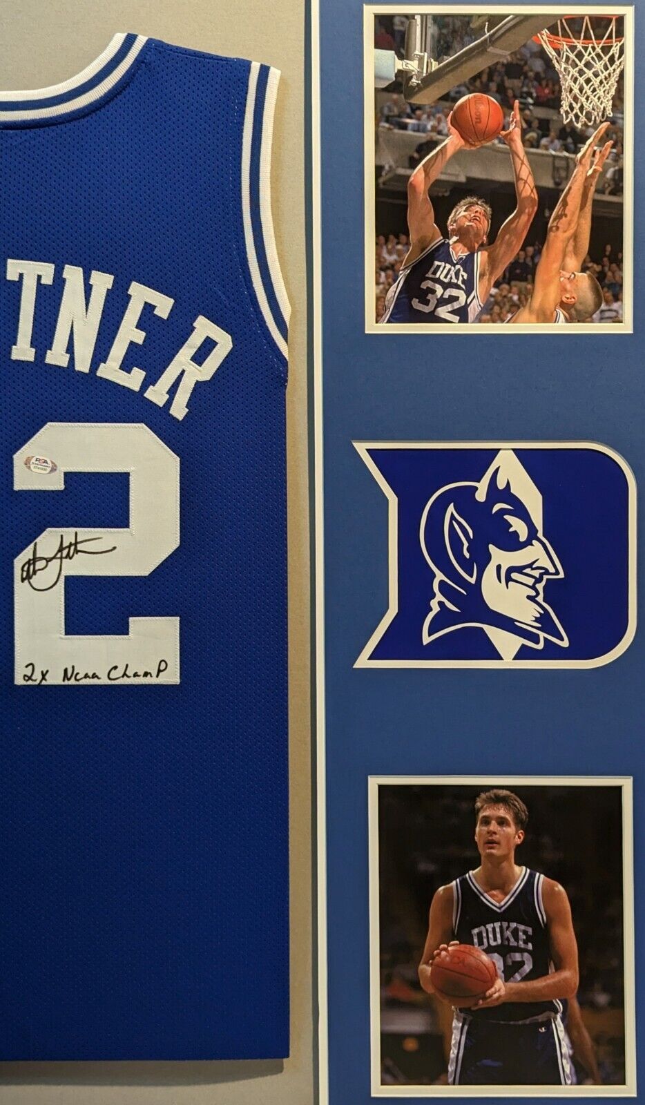MVP Authentics Framed Duke Blue Devils Christian Laettner Autographed Signed Jersey Psa Coa 540 sports jersey framing , jersey framing