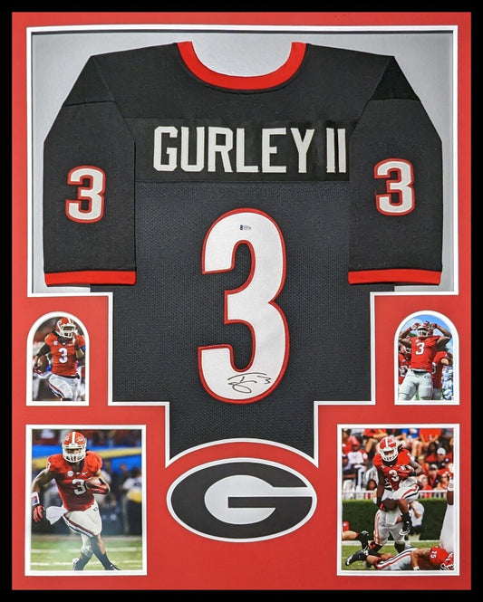 MVP Authentics Framed Georgia Bulldogs Todd Gurley Autographed Signed Jersey Beckett Coa 495 sports jersey framing , jersey framing
