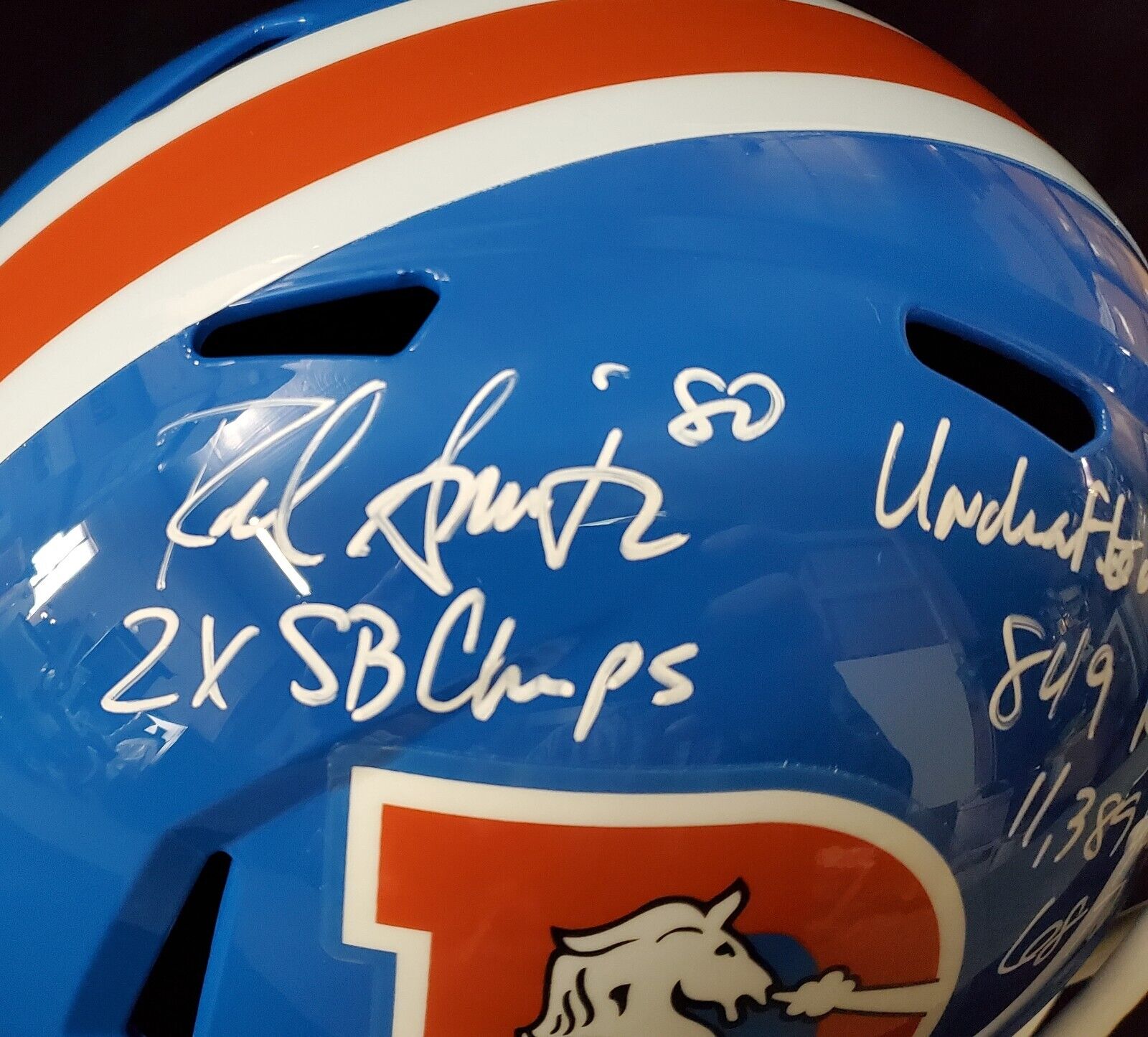 MVP Authentics Denver Broncos Rod Smith Signed 5X Inscribed Full Size Retro Replica Helmet Jsa 337.50 sports jersey framing , jersey framing