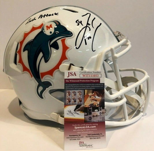 MVP Authentics Zach Thomas Signed Inscrib Miami Dolphins Full Size Speed Replica Helmet Jsa Coa 449.10 sports jersey framing , jersey framing
