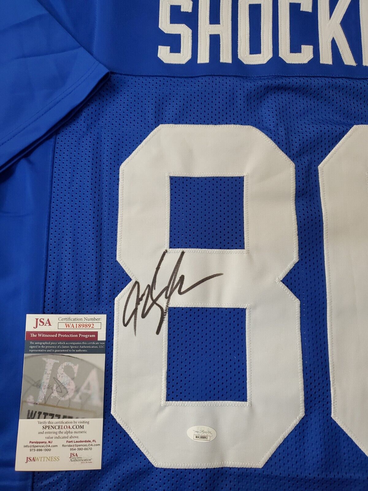 MVP Authentics New York Giants Jeremy Shockey Autographed Signed Jersey Jsa Coa 90 sports jersey framing , jersey framing