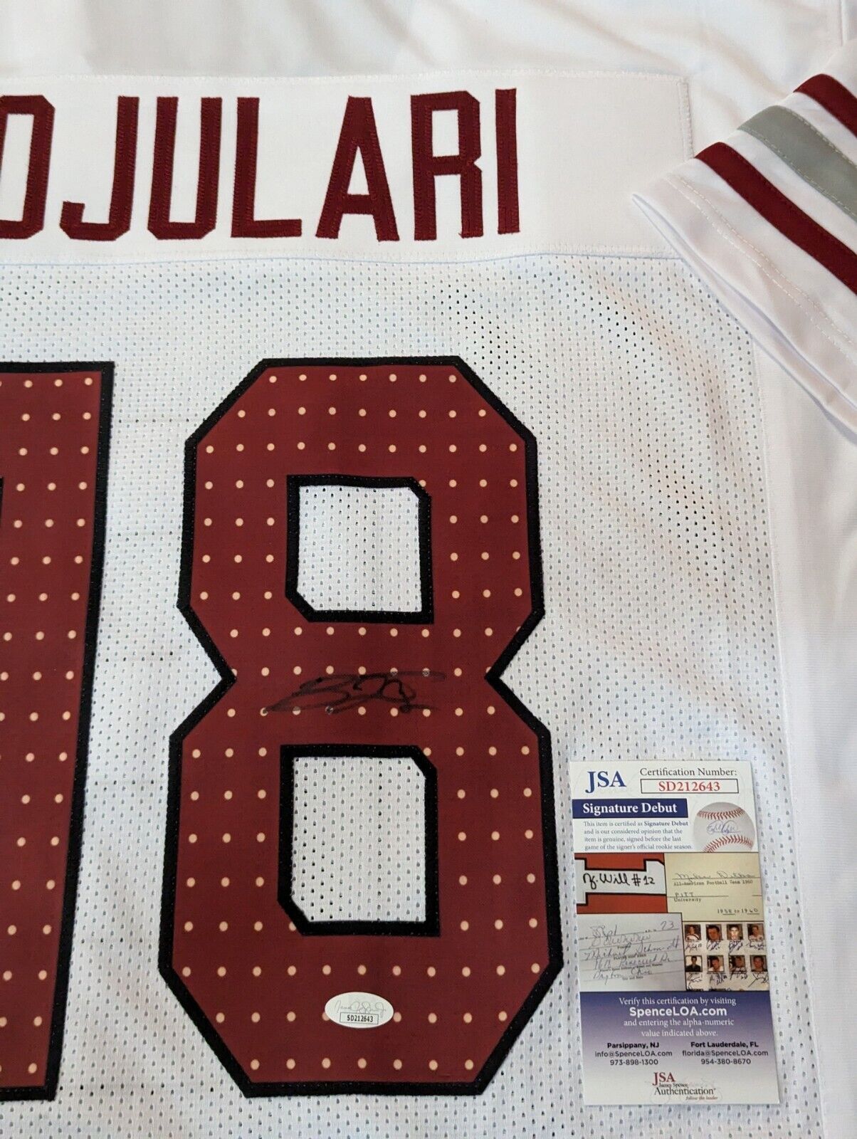 MVP Authentics Arizona Cardinals Bj Ojulari Autographed Signed Jersey Jsa Coa 108 sports jersey framing , jersey framing