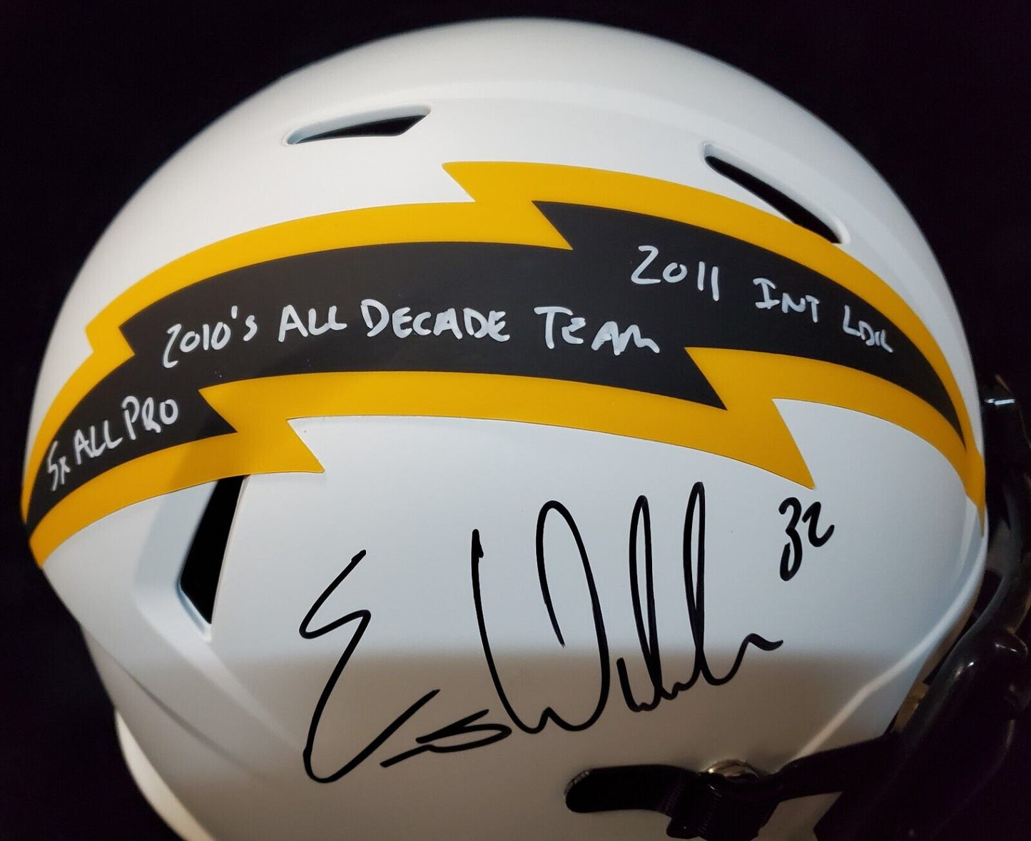 MVP Authentics San Diego Chargers Eric Weddle Signed 3X Insc Full Size Lunar Rep Helmet Jsa Coa 405 sports jersey framing , jersey framing