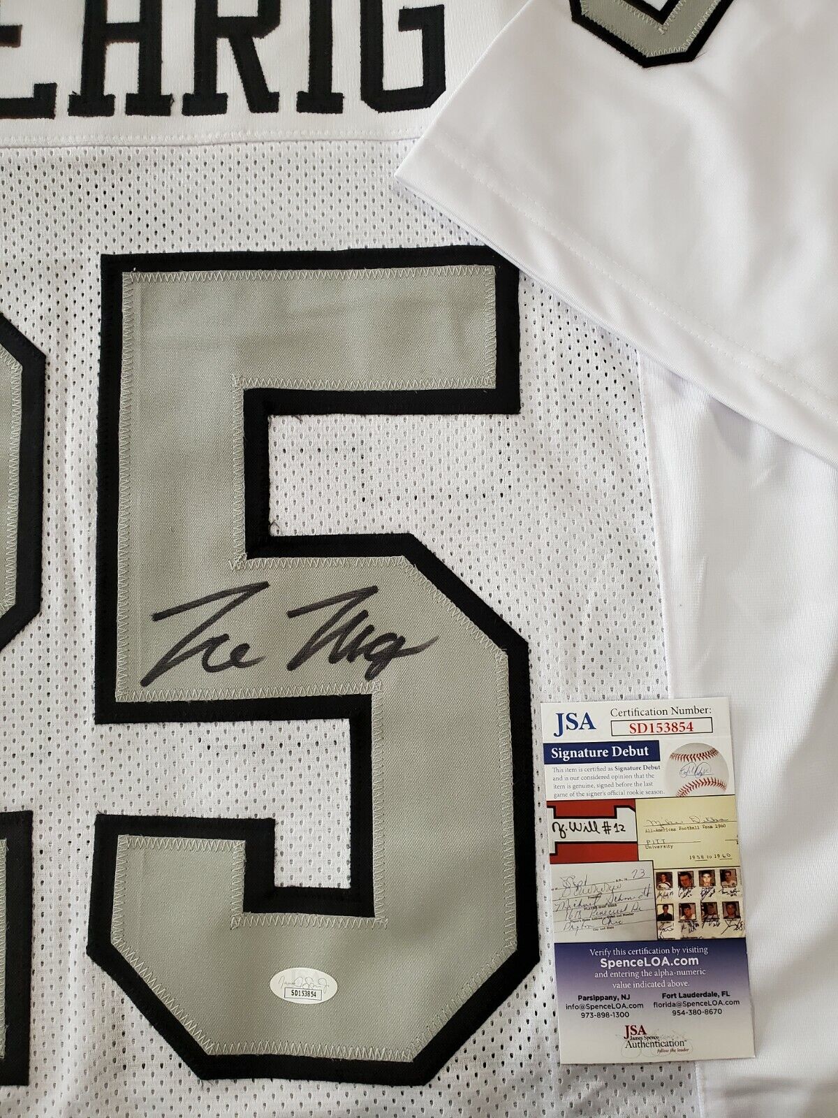 MVP Authentics Las Vegas Raiders Tre'von Moehrig Autographed Jersey Jsa Coa 144 sports jersey framing , jersey framing
