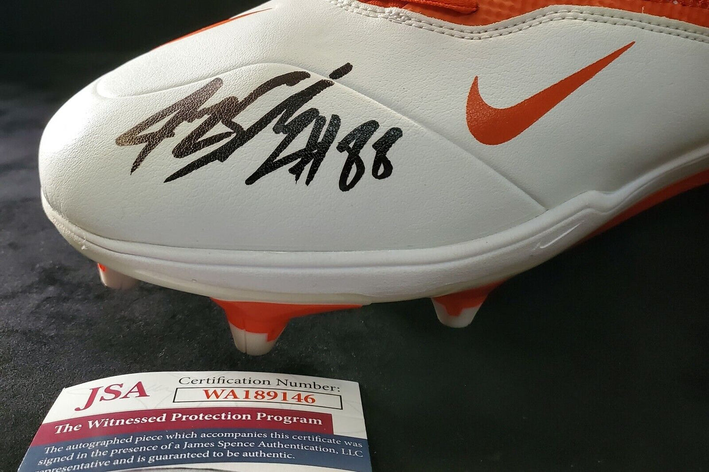 MVP Authentics Miami Hurricanes Jeremy Shockey Autographed Signed Cleat Jsa Coa 121.50 sports jersey framing , jersey framing