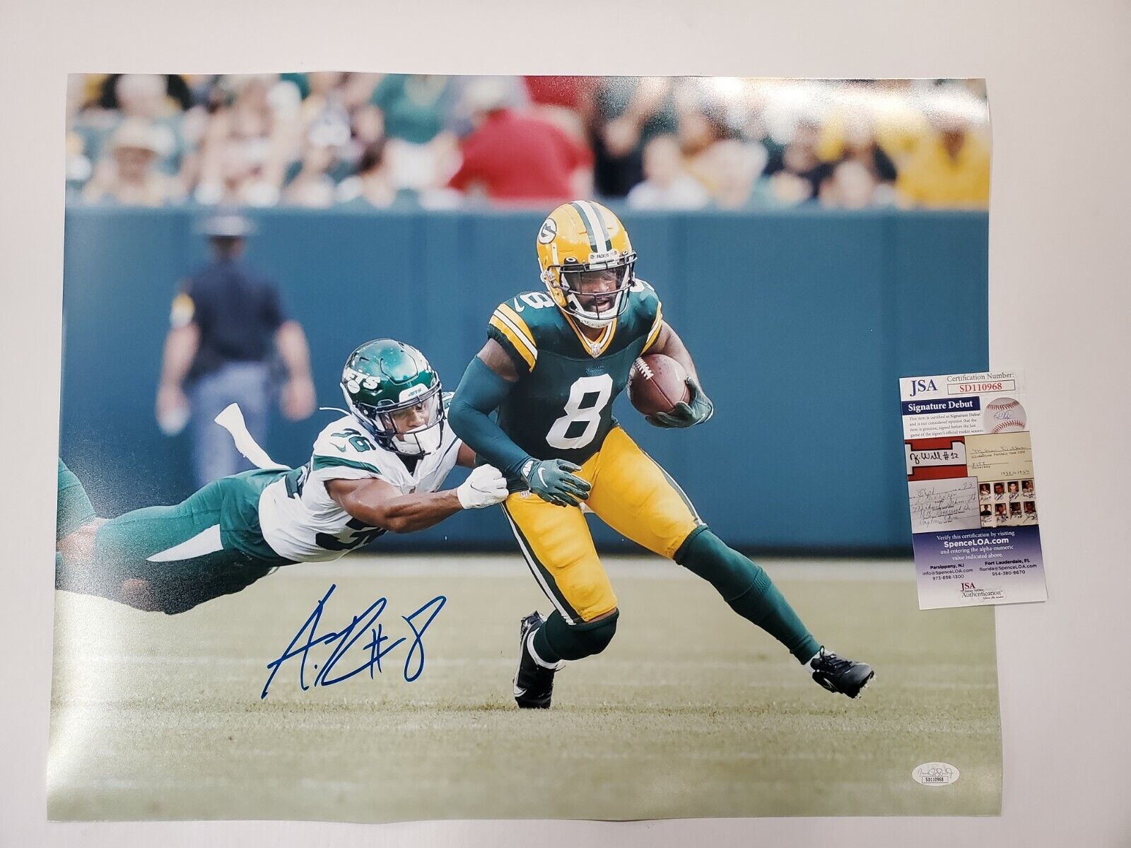 MVP Authentics Green Bay Packers Amari Rodgers Autographed 16X20 Photo Jsa Coa 89.10 sports jersey framing , jersey framing