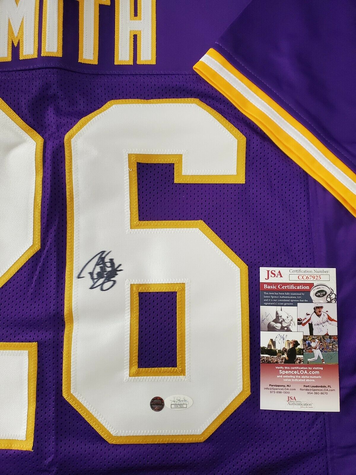 MVP Authentics Minnesota Vikings Robert Smith Jr Autographed Signed Jersey Jsa Coa 116.10 sports jersey framing , jersey framing