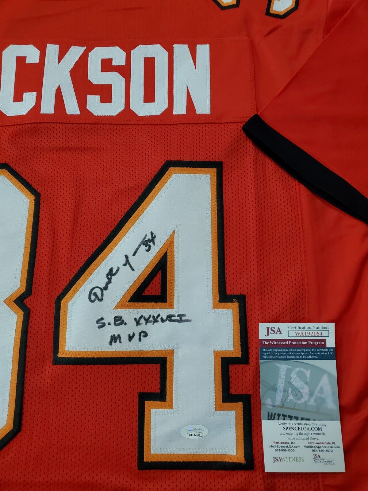 MVP Authentics Tampa Bay Buccaneers Dexter Jackson Autographed Inscribed Jersey Jsa  Coa 116.10 sports jersey framing , jersey framing