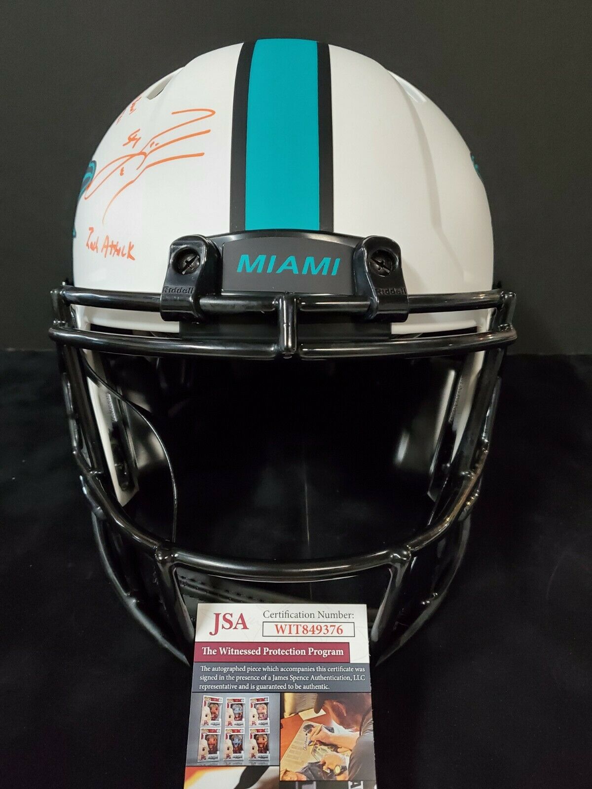 MVP Authentics Miami Dolphins Zach Thomas Signed Insc Full Size Lunar Authentic Helmet Jsa Coa 809.10 sports jersey framing , jersey framing
