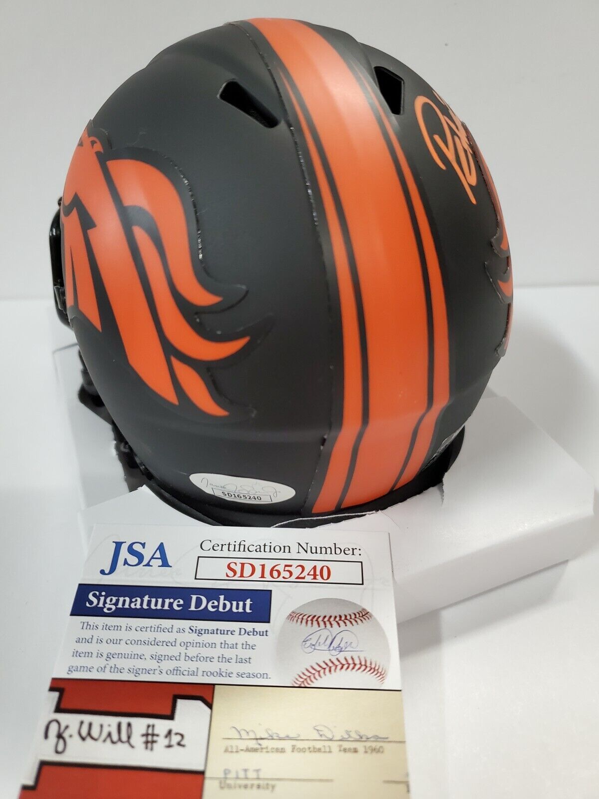 MVP Authentics Denver Broncos Pat Surtain Ii Autographed Signed Eclipse Mini Helmet Jsa Coa 134.10 sports jersey framing , jersey framing