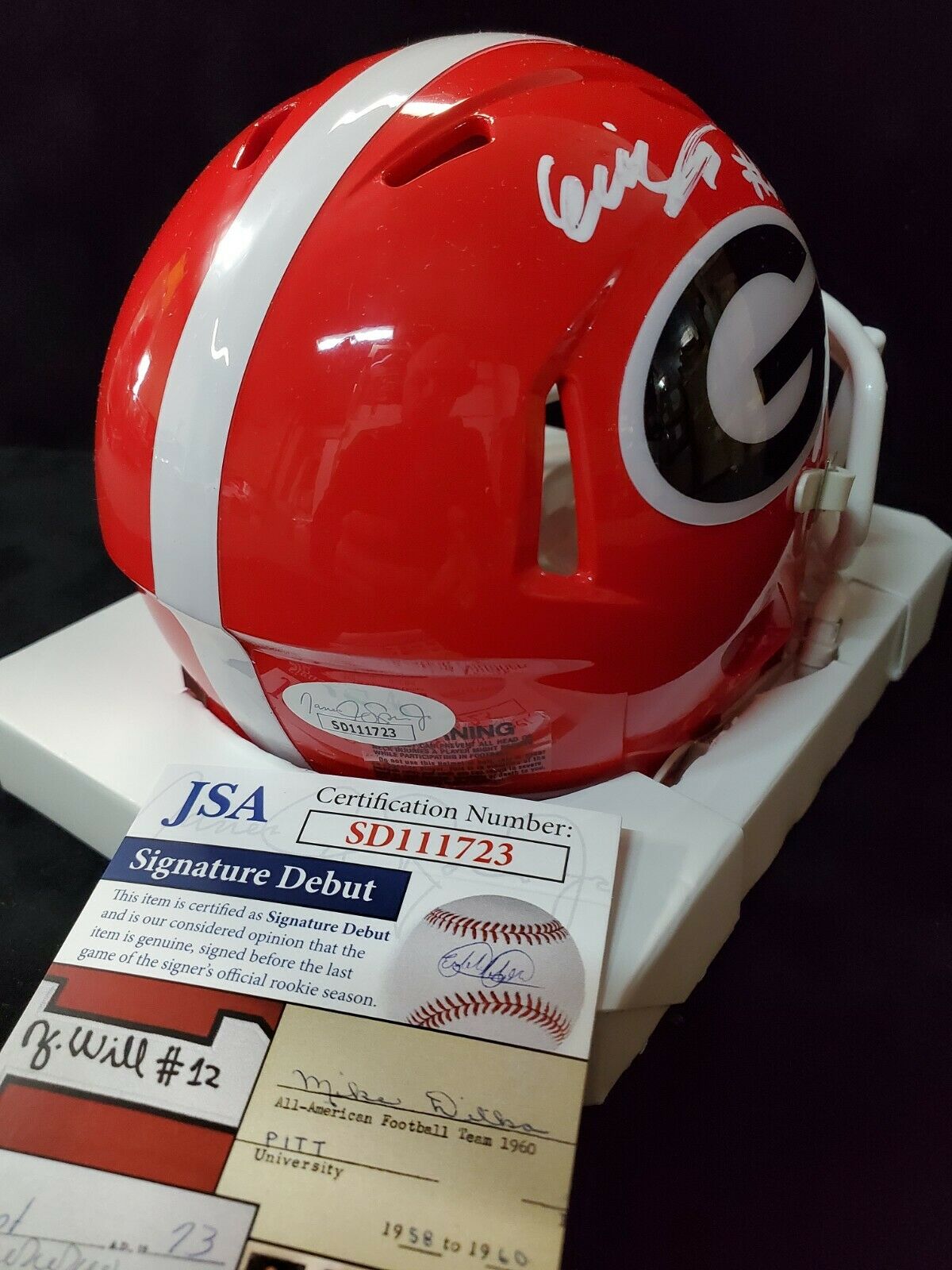 MVP Authentics Georgia Bulldogs Eric Stokes Autographed Signed Mini Helmet Jsa Coa 99 sports jersey framing , jersey framing