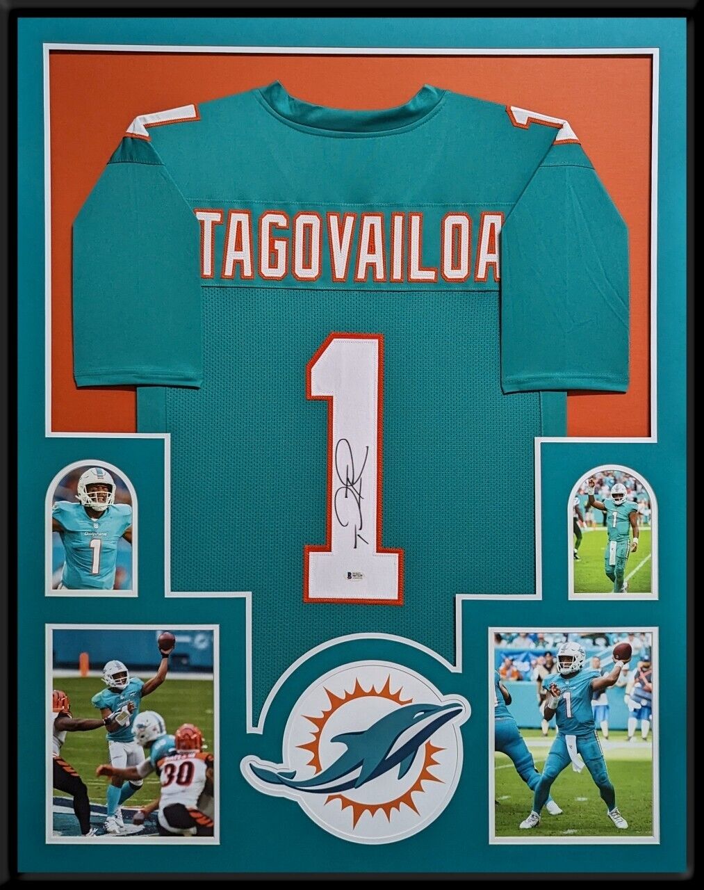 MVP Authentics Framed Miami Dolphins Tua Tagovailoa Autographed Signed Jersey Beckett Coa 765 sports jersey framing , jersey framing