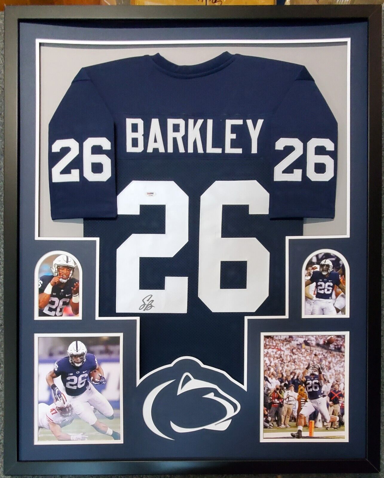 MVP Authentics Framed Penn State Nittany Lions Saquon Barkley Autographed Signed Jersey Psa Coa 539.10 sports jersey framing , jersey framing