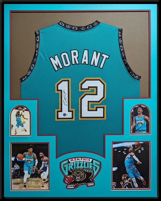 MVP Authentics Framed Memphis Grizzlies Ja Morant Autographed Signed Jersey Beckett Holo 765 sports jersey framing , jersey framing