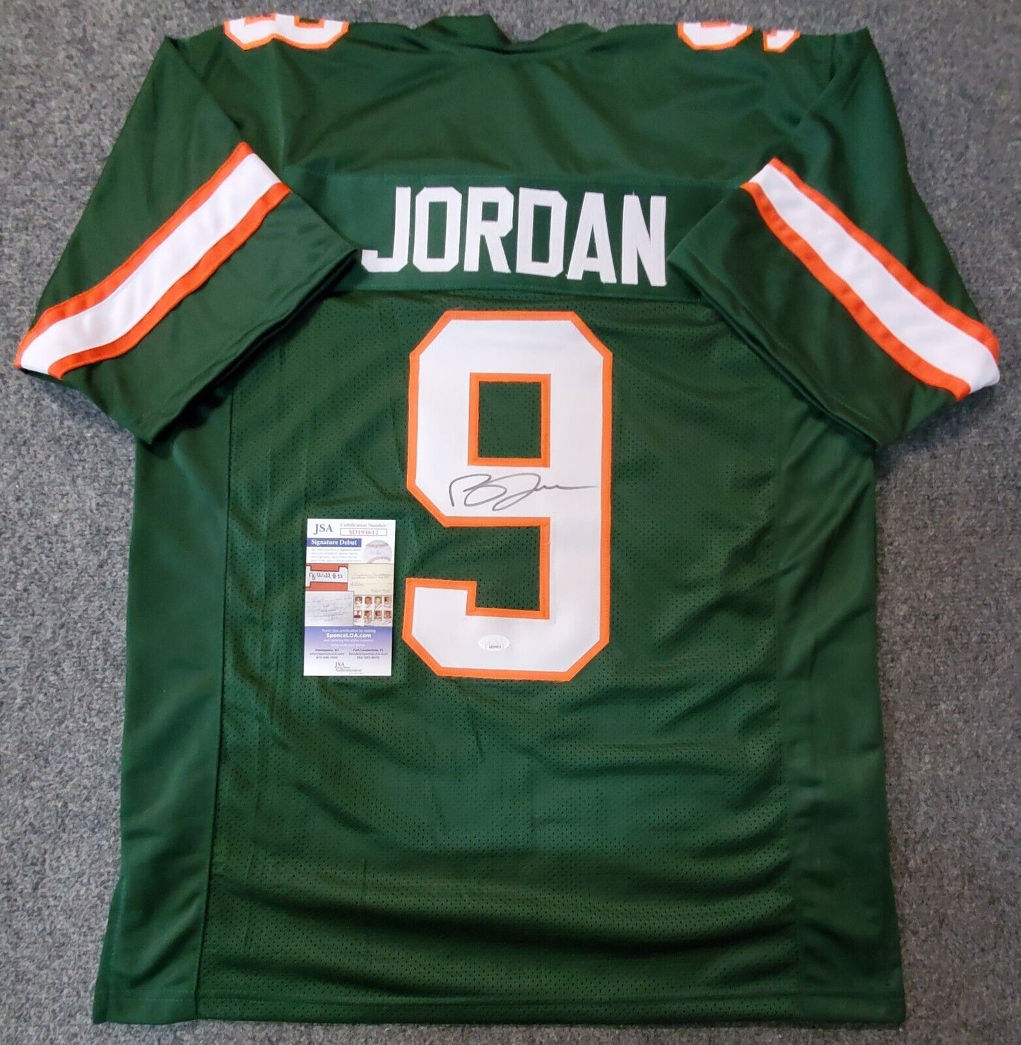 MVP Authentics Miami Hurricanes Brevin Jordan Autographed Signed Jersey Jsa  Coa 103.50 sports jersey framing , jersey framing