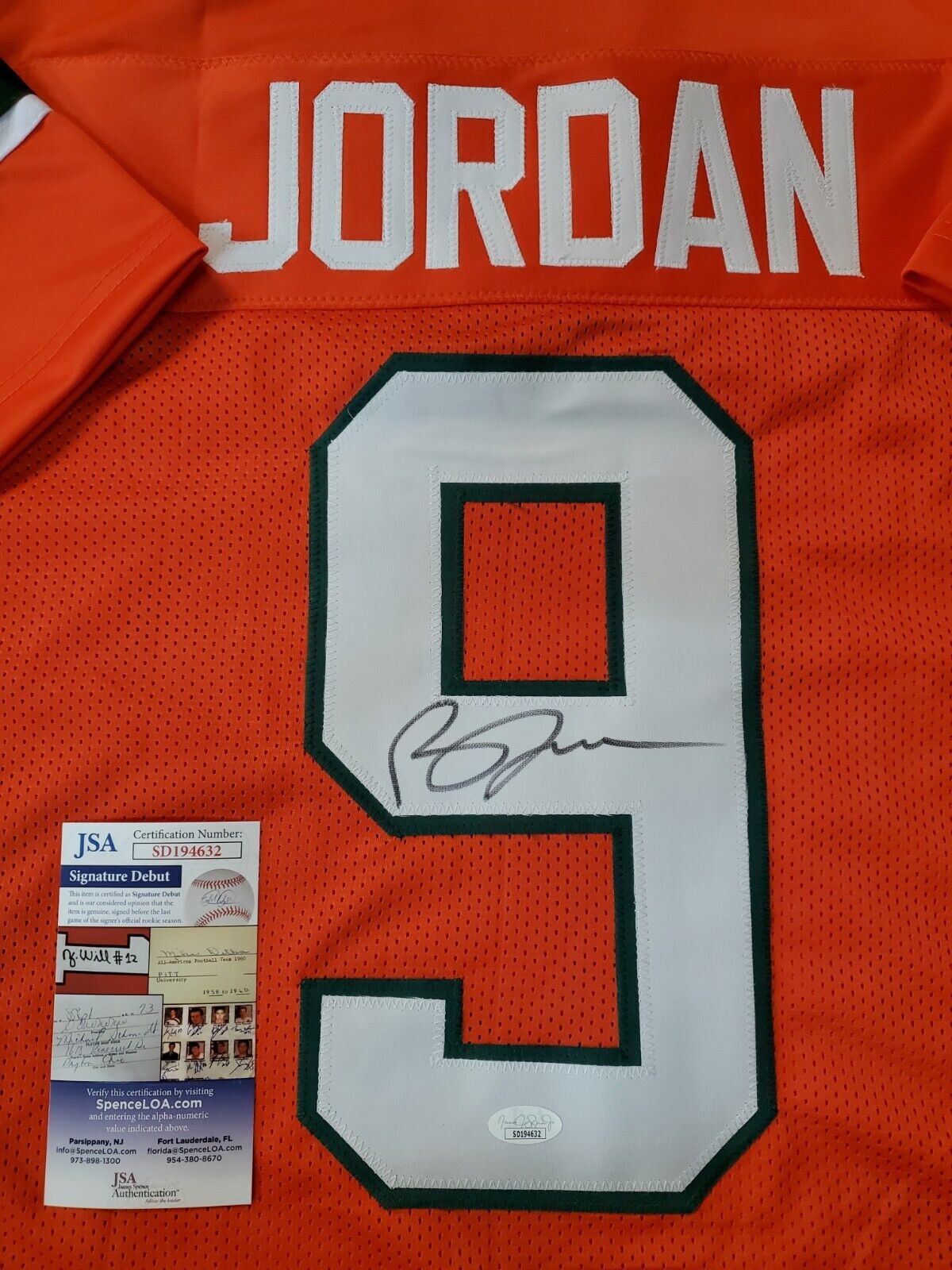 MVP Authentics Miami Hurricanes Brevin Jordan Autographed Signed Jersey Jsa  Coa 103.50 sports jersey framing , jersey framing