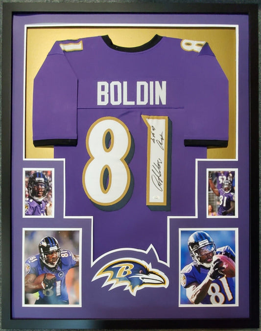 MVP Authentics Framed Baltimore Ravens Anquan Boldin Autographed Signed Inscribed Jersey Jsa 382.50 sports jersey framing , jersey framing