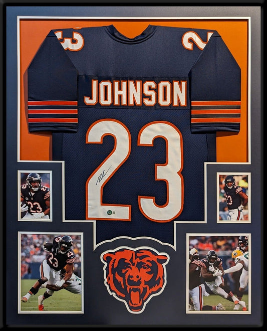 MVP Authentics Framed Chicago Bears Roschon Johnson Autographed Signed Jersey Beckett Holo 495 sports jersey framing , jersey framing