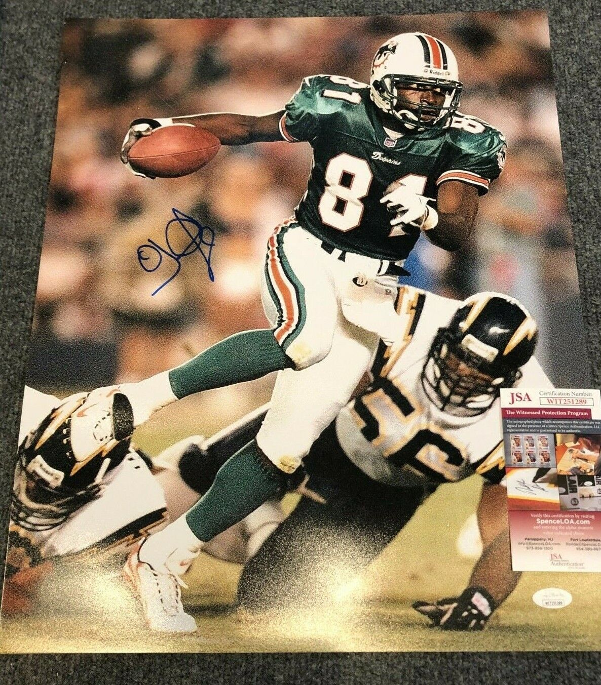 MVP Authentics Miami Dolphins Oj Mcduffie Autographed Signed 16X20 Photo Jsa Coa 89.10 sports jersey framing , jersey framing