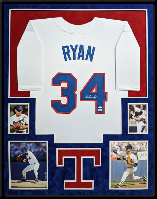 MVP Authentics Framed In Suede Texas Rangers Nolan Ryan Autographed Signed Jersey Jsa Coa 1125 sports jersey framing , jersey framing