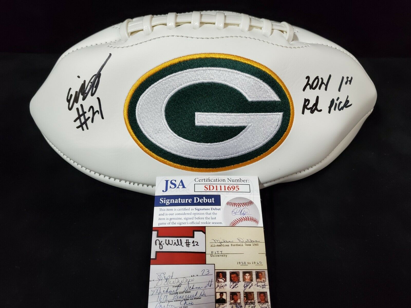 MVP Authentics GREEN BAY PACKERS ERIC STOKES AUTOGRAPHED SIGNED INSCRIBED LOGO FOOTBALL JSA COA 135 sports jersey framing , jersey framing