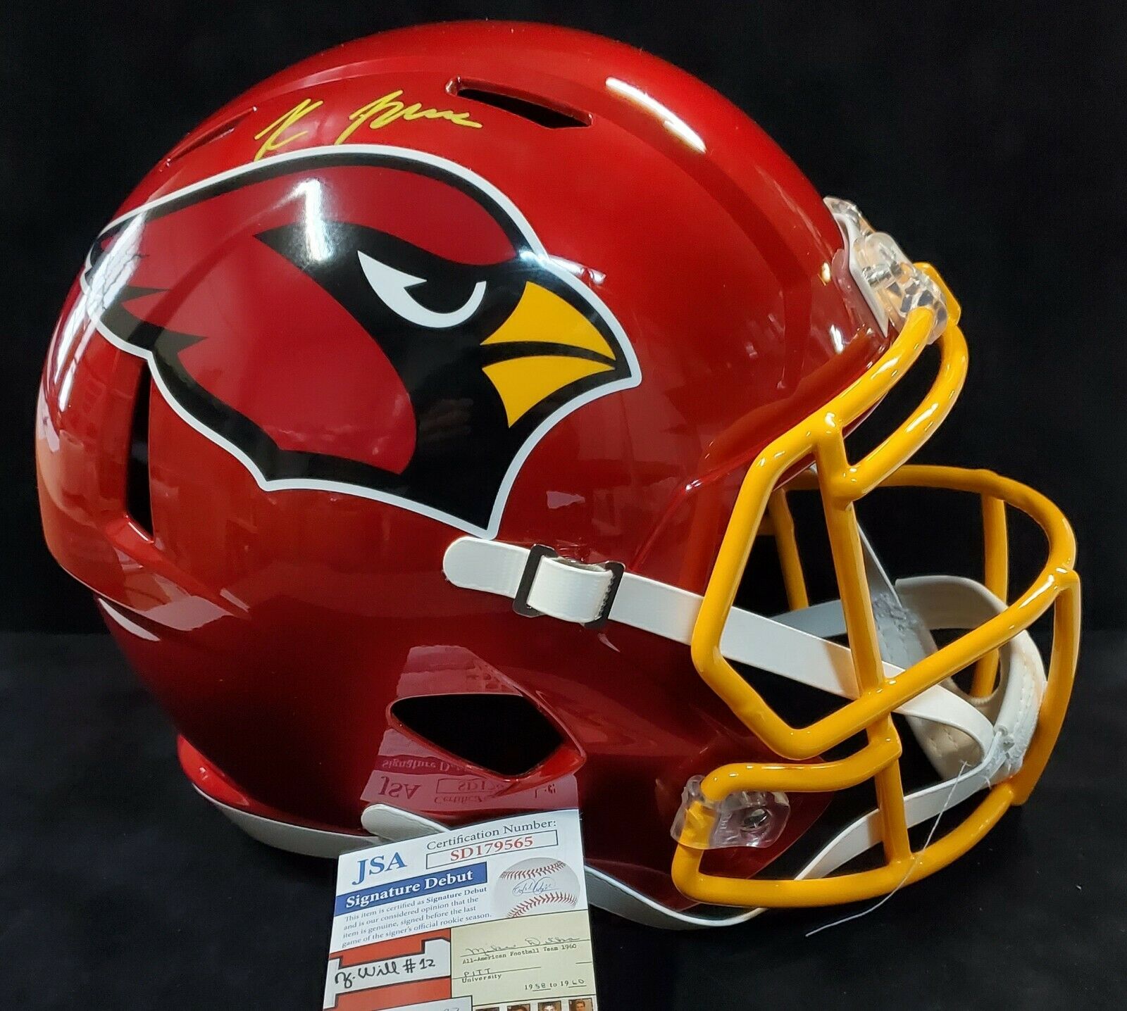 MVP Authentics Arizona Cardinals Rondale Moore Full Size Flash Replica Helmet Jsa Coa 315 sports jersey framing , jersey framing