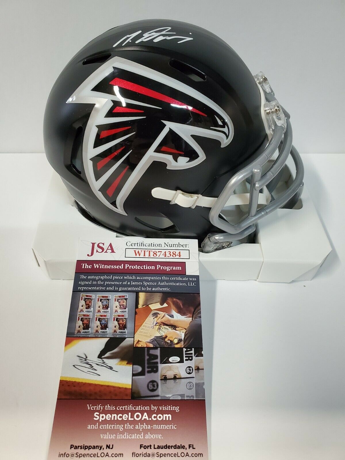 MVP Authentics Atlanta Falcons Mike Davis Autographed Signed Speed Mini Helmet Jsa Coa 89.10 sports jersey framing , jersey framing
