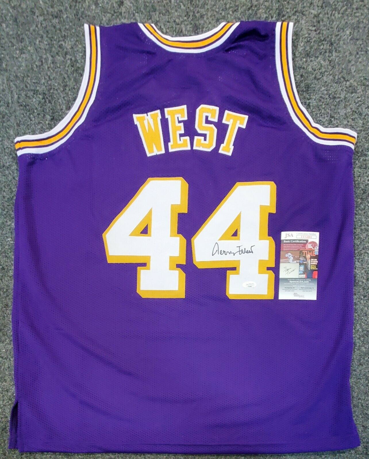 MVP Authentics Los Angeles Lakers Jerry West Autographed Signed Jersey Jsa Coa 224.10 sports jersey framing , jersey framing