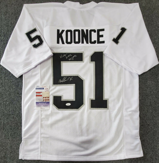 MVP Authentics Las Vegas Raiders Malcolm Koonce Autographed Inscribed Jersey Jsa Coa 112.50 sports jersey framing , jersey framing