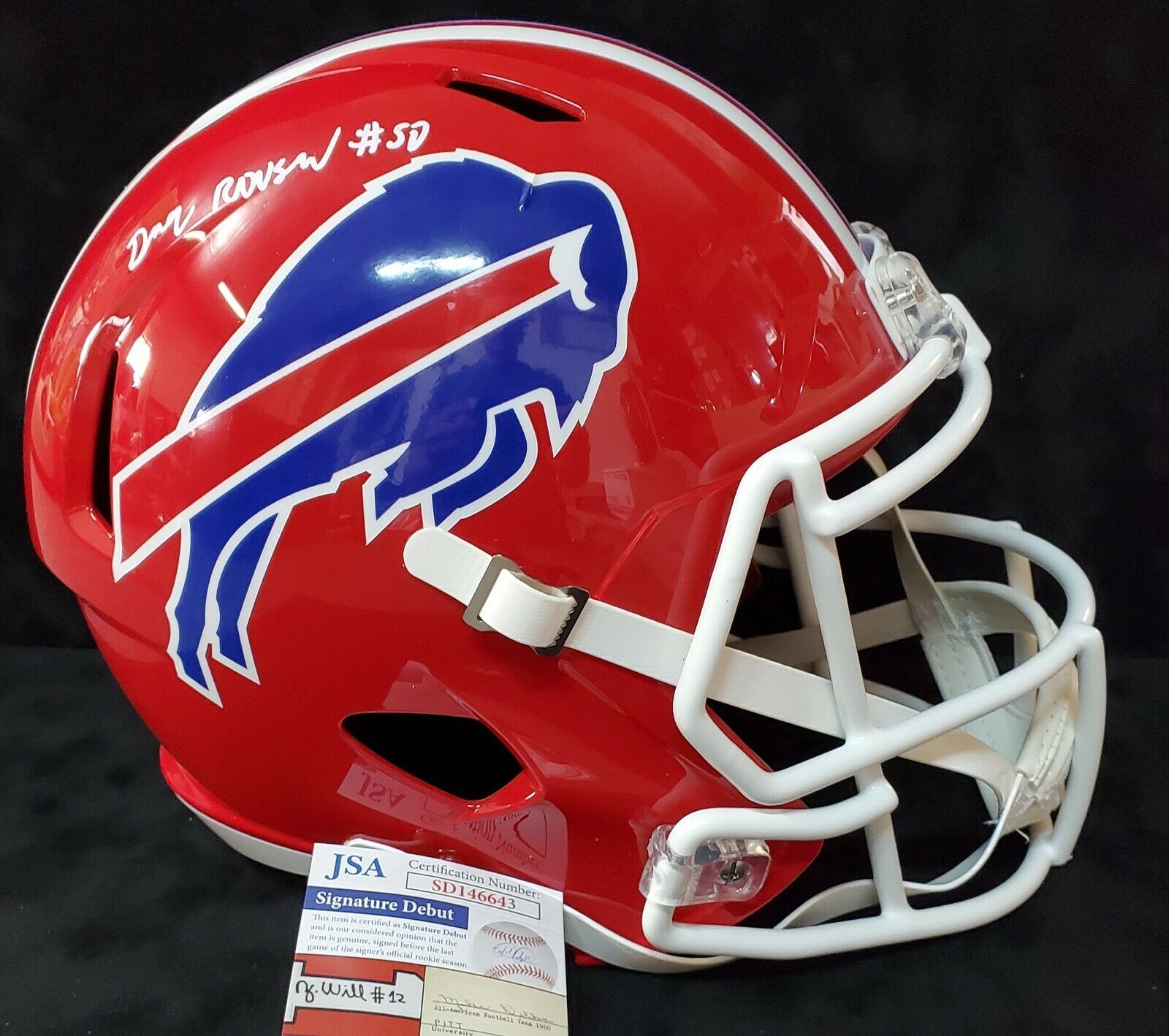 MVP Authentics Buffalo Bills Gregory Rousseau Signed Full Size Throwback Replica Helmet Jsa Coa 292.50 sports jersey framing , jersey framing
