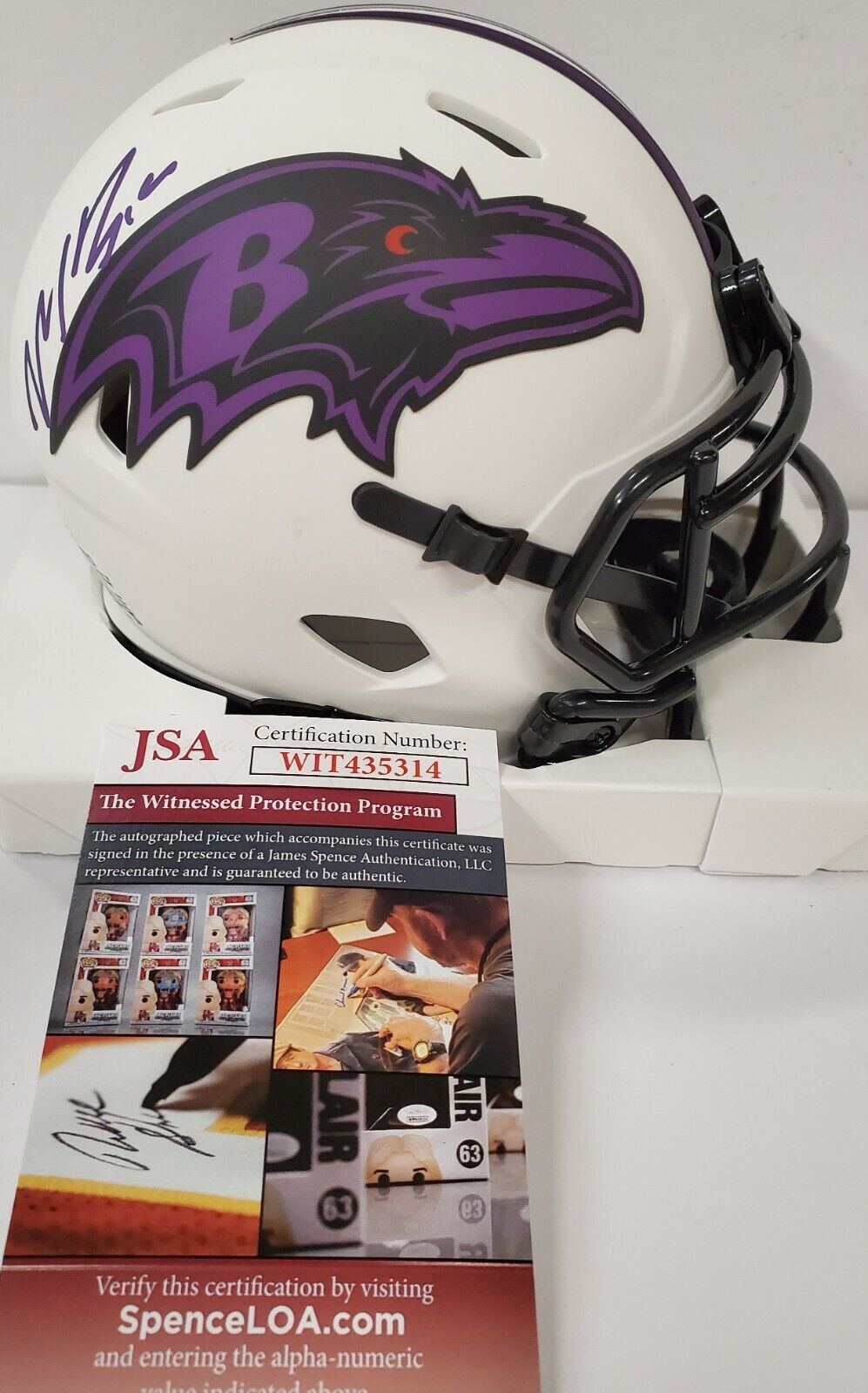 MVP Authentics Marquise Brown Autographed Baltimore Ravens Lunar Eclipse Mini Helmet Jsa Coa 152.10 sports jersey framing , jersey framing