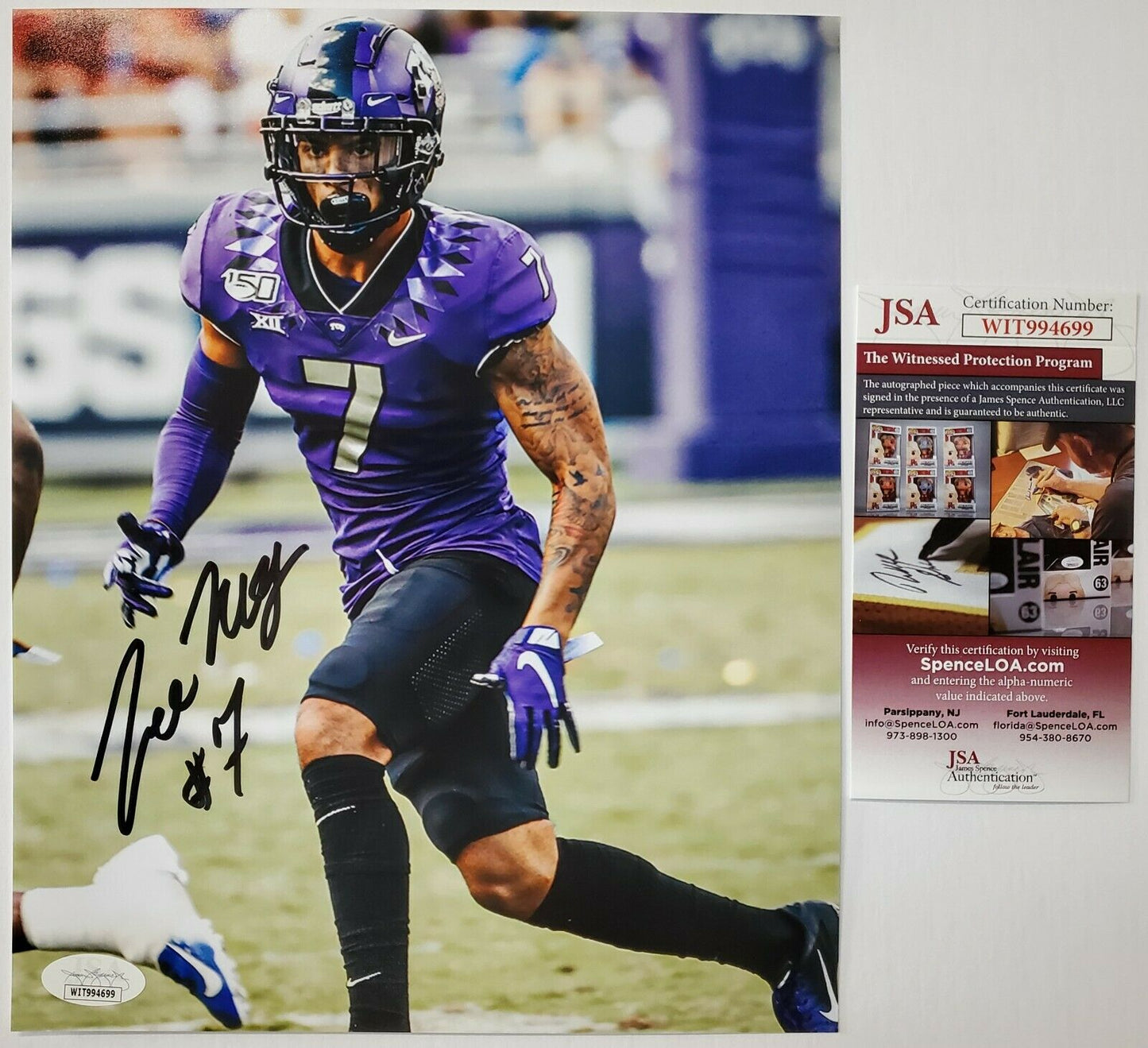 MVP Authentics Tcu Horned Frogs Tre'von Moehrig Autographed Signed 8X10 Photo Jsa Coa 54 sports jersey framing , jersey framing