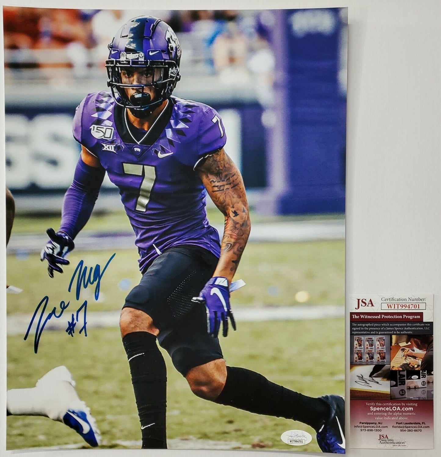 MVP Authentics Tcu Horned Frogs Tre'von Moehrig Autographed Signed 11X14 Photo Jsa Coa 72 sports jersey framing , jersey framing