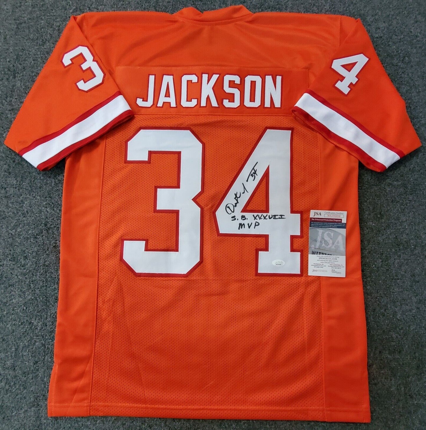 MVP Authentics Tampa Bay Buccaneers Dexter Jackson Autographed Inscribed Jersey Jsa  Coa 116.10 sports jersey framing , jersey framing